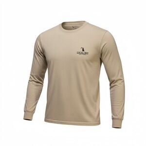 Local Boy Outfitters Mens LBO Brew Long Sleeve Pocket Tee Latte Tan Small NWT